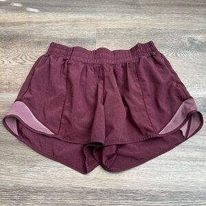 Lululemon Hotty Hot Short II *Long 4" Inseam Burgundy Size 6 Running Shorts